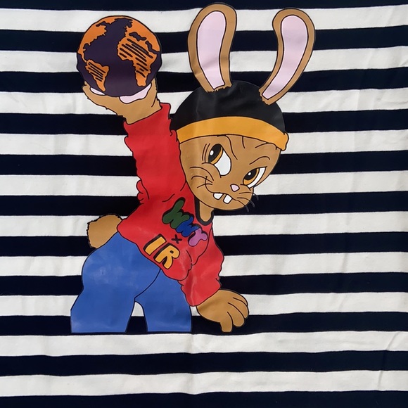 Worldwide Youth x Icy Rabbit Striped T-Shirt M - Picture 2 of 3